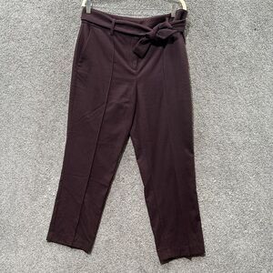 LOFT Trouser Pants‎ Women 10 Purple Tie Waist Brushed Flannel Hi Rise